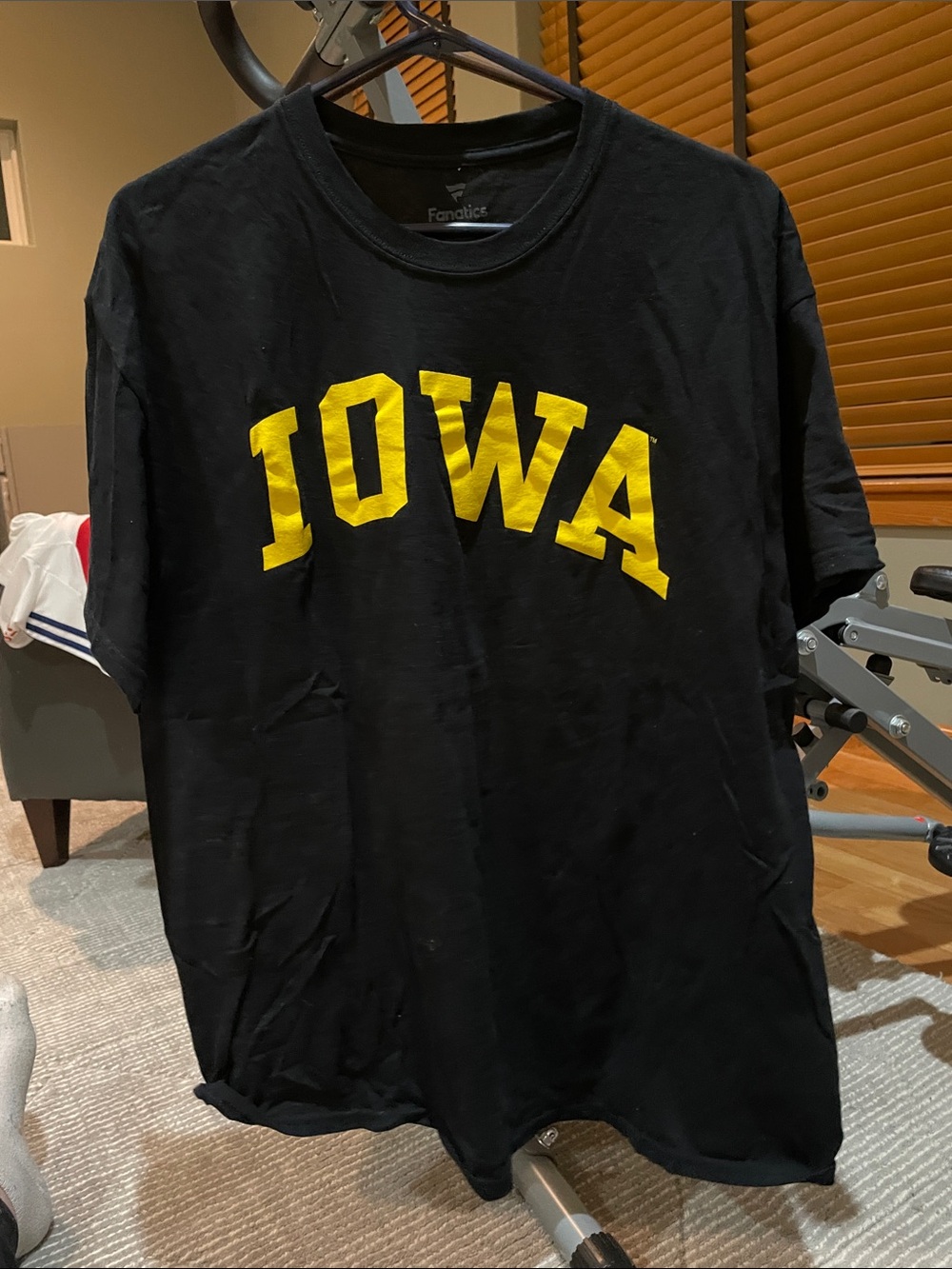 Fanatics Black T-Shirt with Yellow IOWA Arch Logo